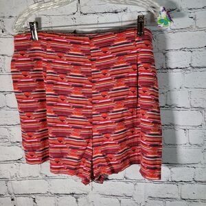LOFT Striped Linen Blend Shorts Womens Large Red Pink Multi‎ Excellent 567402